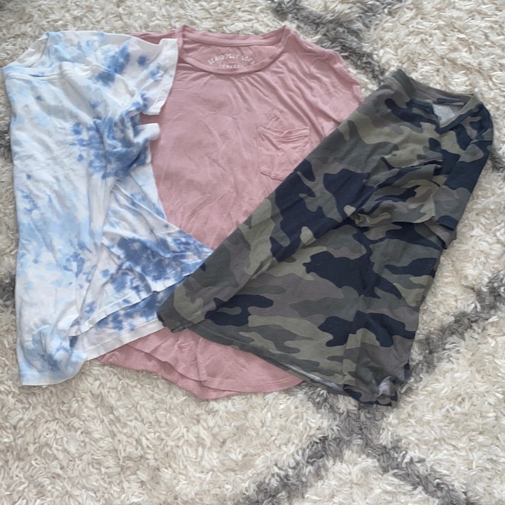 three plain T-shirts